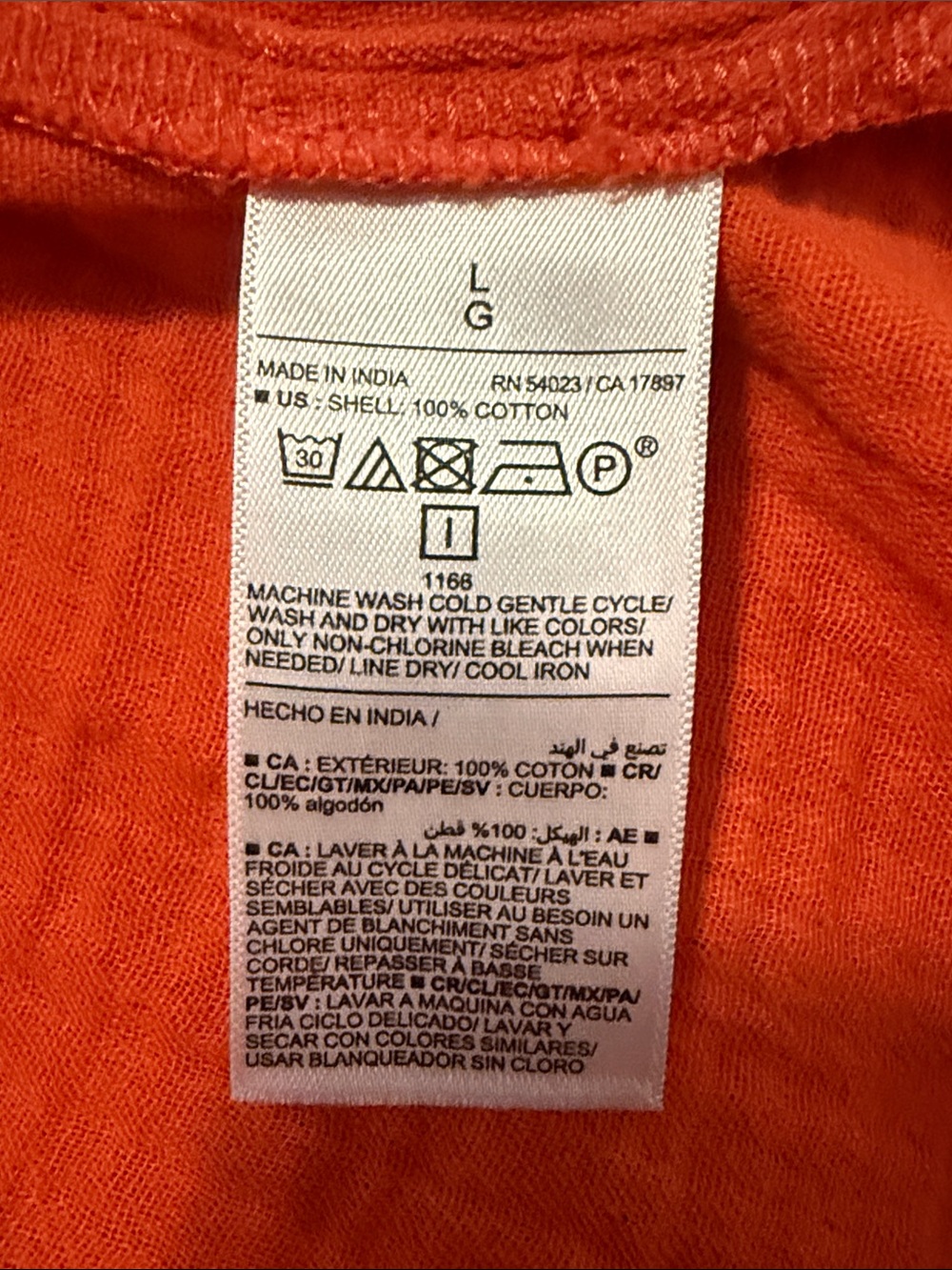 Old Navy Gauze size Large Orange Relaxed Button-Front Shirt. - Picture 3 of 3